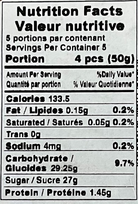 Astir Kalamata Dried Figs Nutritional Information at Euro Fine Foods 3