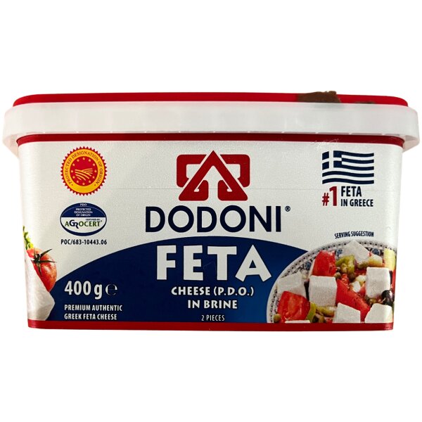 Dodoni Feta cheese (PDO) in Brine ~ 400 g at Euro Fine Foods