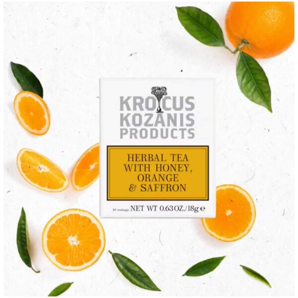 Krocus Kozanis Organic Herbal Tea with Honey, Orange & Greek Saffron 3 at Euro Fine Foods