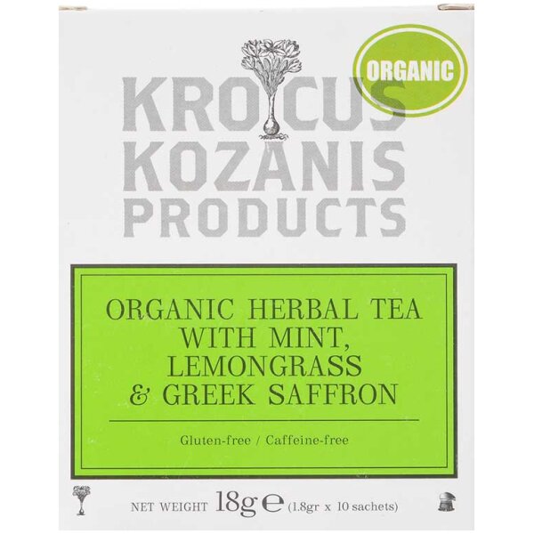 Krocus Kozanis Organic Herbal Tea with Mint, Lemongrass & Greek Saffron at Euro Fine Foods