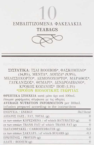 Krocus Kozanis Organic Herbal Tea with Sage, Lemon Verbena & Greek Saffron Nutritional Information