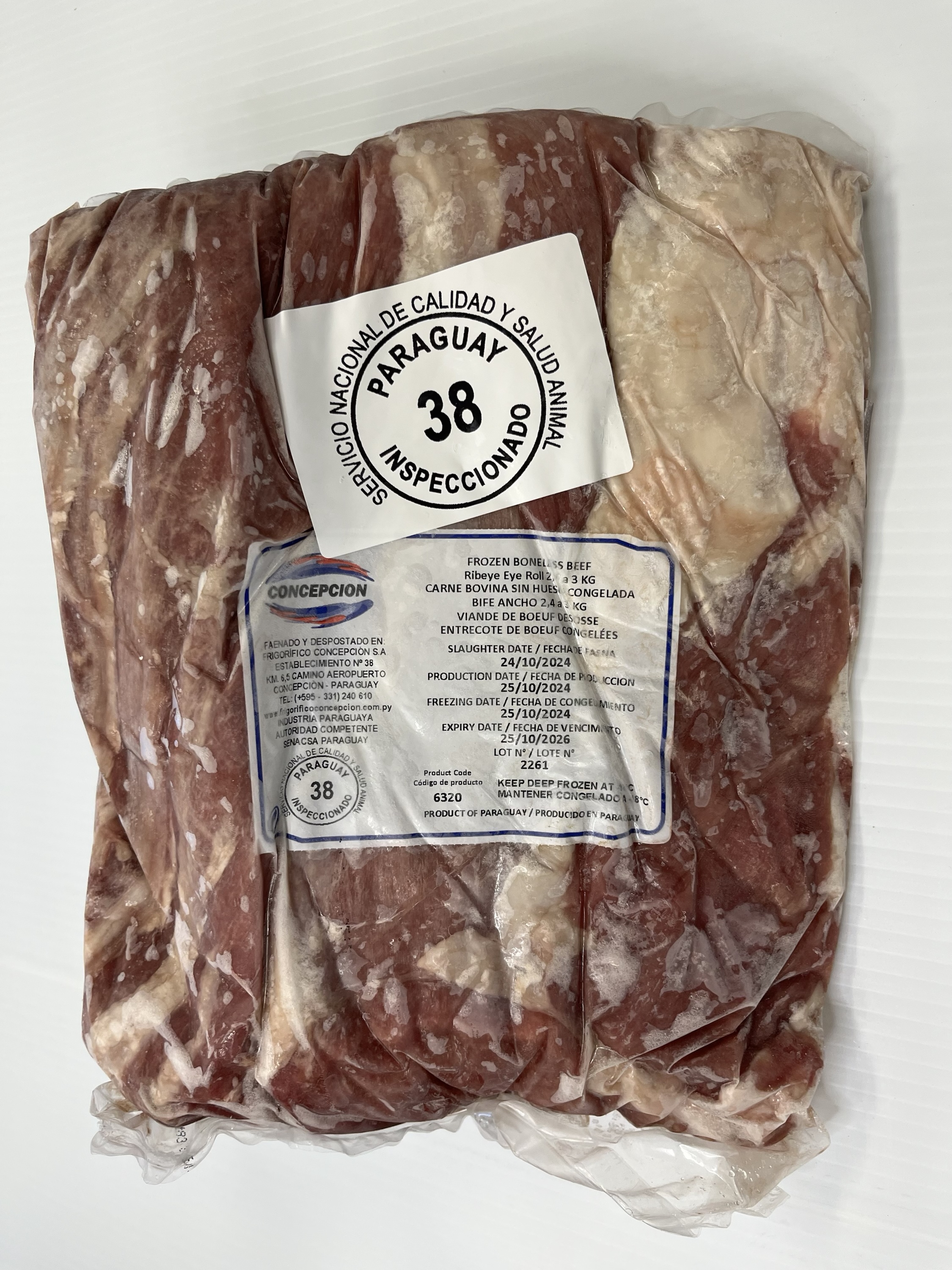 Beef Ribeye Roll Boneless Frozen 2.4kg to 3Kg